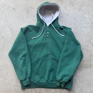 VTG 90s Russell Athletics Henley Two Tone Pullover Hoodie Essential Mens XL USA